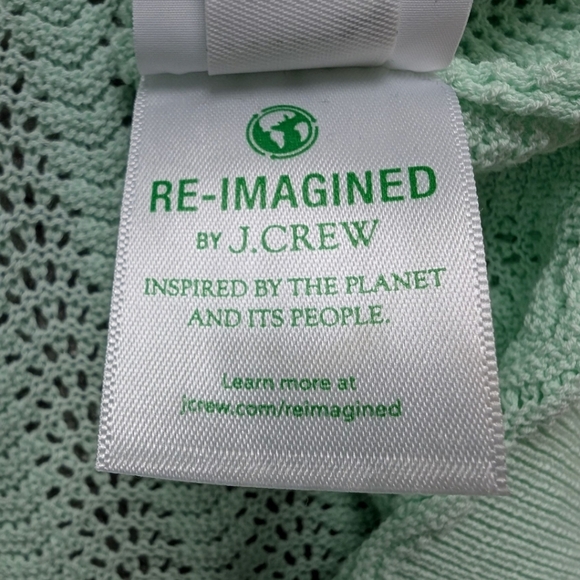 J. Crew Pointelle Ruffle Mockneck Sweater Women's Med Fairy Coquette Mint Green - Picture 15 of 16